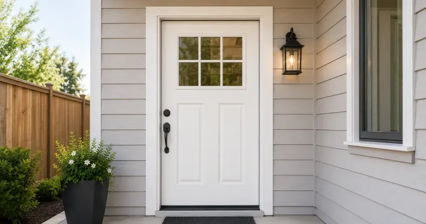 technician installing exterior door frame in Green Valley, Bradford