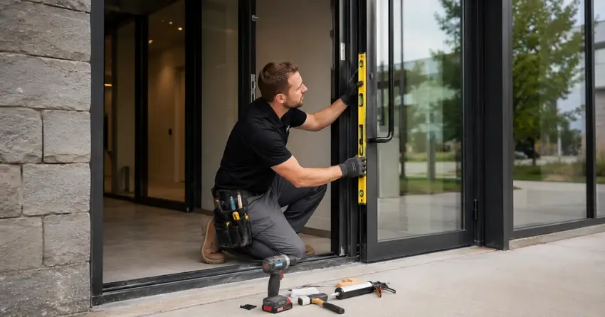 commercial glass door frame installation Bradford